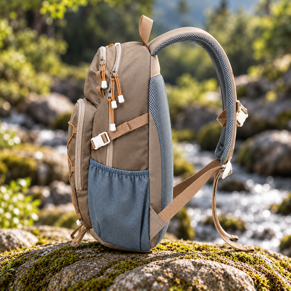 Sac Compact 23 L kaki, vue de profil